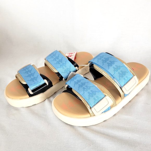 KAPPA 222 Banda Aster 5 Unisex Slides Lt Beige/Azure/Black - NWT